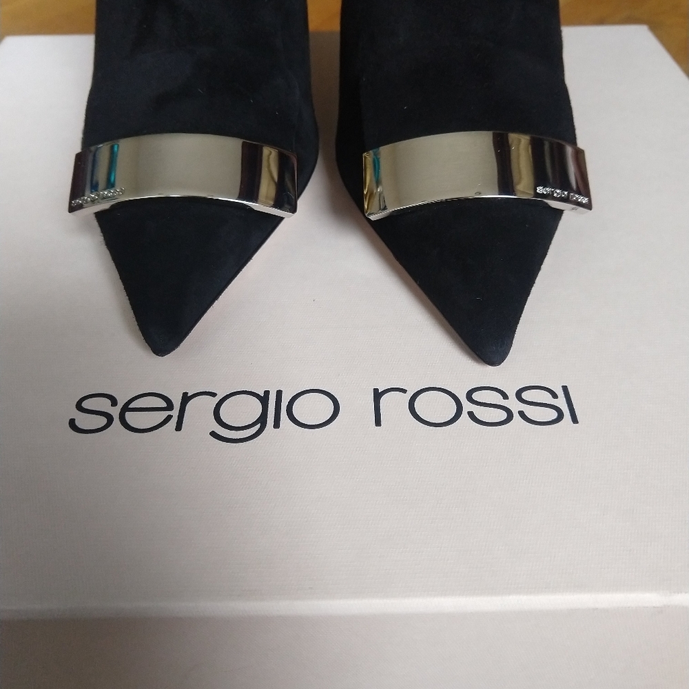 *SOLD* Sergio Rossi SR1 Black Suede Ankle Boots 110mm - Picture 3 of 9